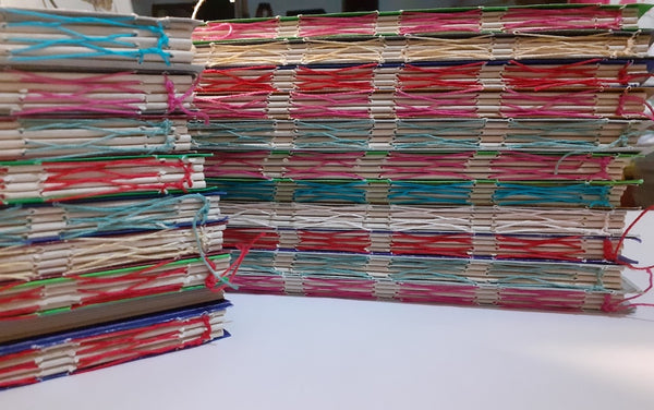 Handmade Yoga Journal Notebook Diary Gift for Yoga Teacher Made from Scratch with Organic Paper Embroidery Needlework