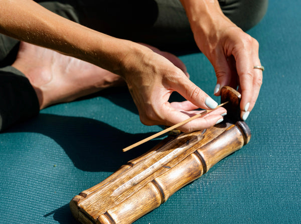 Handmade Incense Burner Holder Bamboo Shape for Yoga Meditation Relaxation Gifts