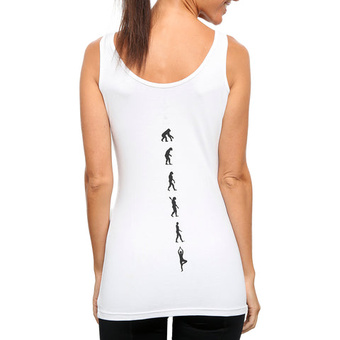 Organic Cotton Yoga Workout Tank Top White Shirts Tops Tees Tanks for Women. Machine Washable. Tanks with yoga prints; these yoga shirts for women are your key to comfort & style; soft tshirts that move and stretch with you through your yoga poses. Premium quality. Unique design. Ladies yoga apparel. Lightweight shirts. XS. S. M. L. XL. XXL. 2XL. XXXL. 3XL. Skin friendly. Mindfulness tshirt. Tagless. Evolution design. Tag-less. Exclusive gift. Monkey. 