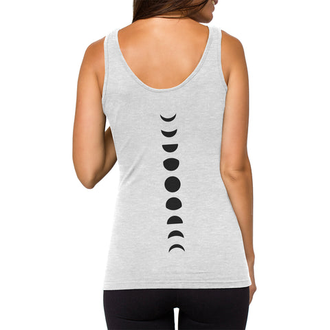 Organic Cotton Yoga Workout Tank Top minimalist Shirts Tops Tees Tanks for Women. Tanks with yoga prints; yoga shirts for women comfort & style; soft tshirts that move stretch with you through your yoga poses. Premium quality. Unique design. Ladies yoga apparel. Lightweight shirts. XS. S. M. L. XL. XXL. 2XL. XXXL. 3XL. Skin friendly. Grey yoga t-shirt. Tagless. Lunas. Tag-less. Moon phases. Machine Washable