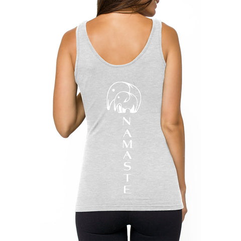 Organic Cotton Yoga Workout Tank Top minimalist Shirts Tops Tees Tanks for Women. Tanks with yoga prints; yoga shirts for women comfort & style; soft tshirts that move stretch with you through your yoga poses. Premium quality. Unique design. Ladies yoga apparel. Lightweight shirts. XS. S. M. L. XL. XXL. 2XL. XXXL. 3XL. Skin friendly. Grey yoga t-shirt. Tagless. Lunas. Tag-less. Namaste. Machine Washable. Treelance. Elephant