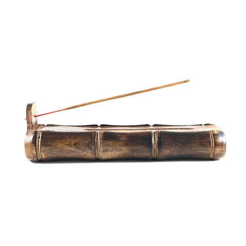 TREELANCE Bamboo Incense Holder Handmade Stick Incense Burner Craft Storage Box Wood Ash Catcher Sticks Incense Holder Brown Meditation Incense Holders Burners for Sticks Catch All Ashes Gift. Bamboo Mango Wood. Made by Spiritual Yogis. Eco friendly.  Ideal gift for Aromatherapy, Yoga, Reiki, Massages, Tai Chi & Meditation lovers. Also works for Spas, Yoga Studios, and Healing Centers.